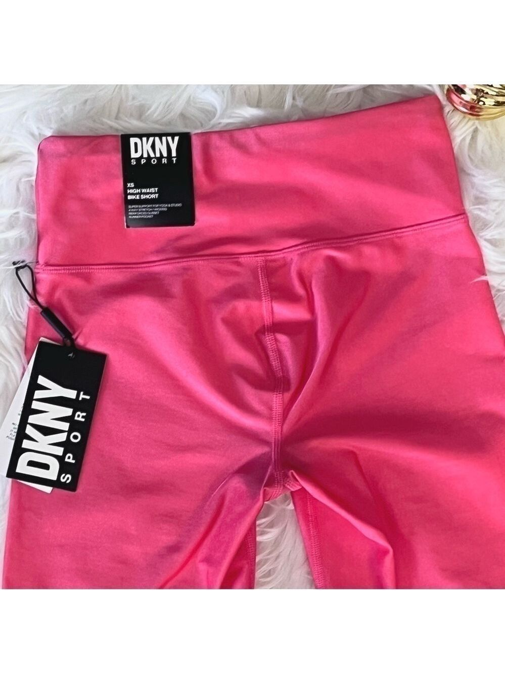 DKNY SPORT Pink High Shine High Waist Bike Shorts XS - Picture 8 of 10